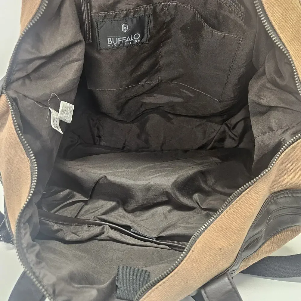 Buffalo David Bitton Tan Canvas Duffel with Black Trim